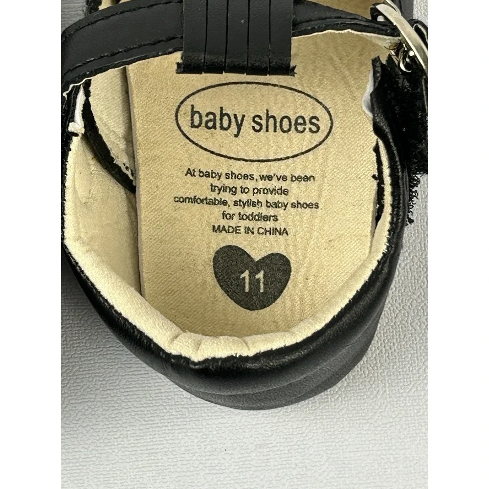Baby Toddler Girls Black Mary Jane T Strap Shoes Size 11 Soft Sole Classic